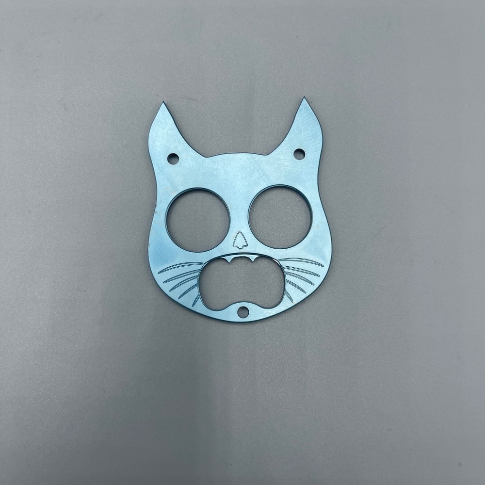 Light Blue Cat Keychain EDC Gear Safety Cat Bottle Opener Keychain